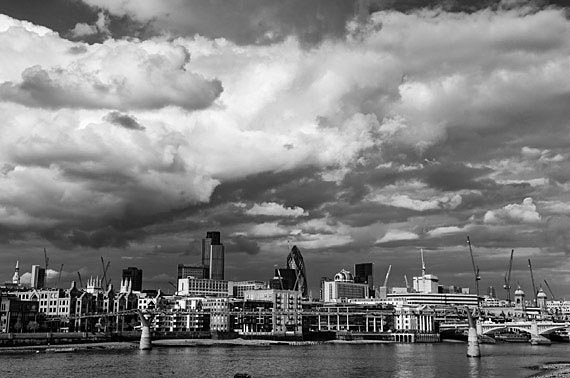 London skyline black and white photograph