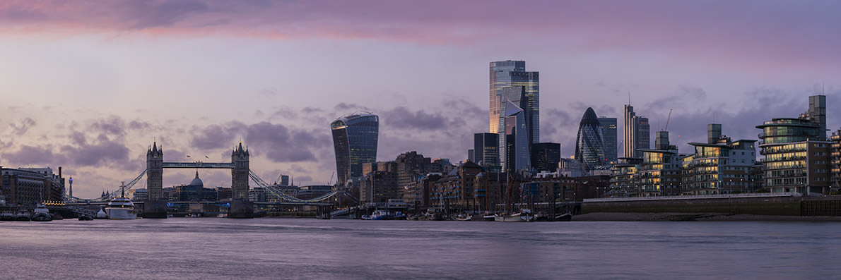 Photograph of City of London Skyline Pink