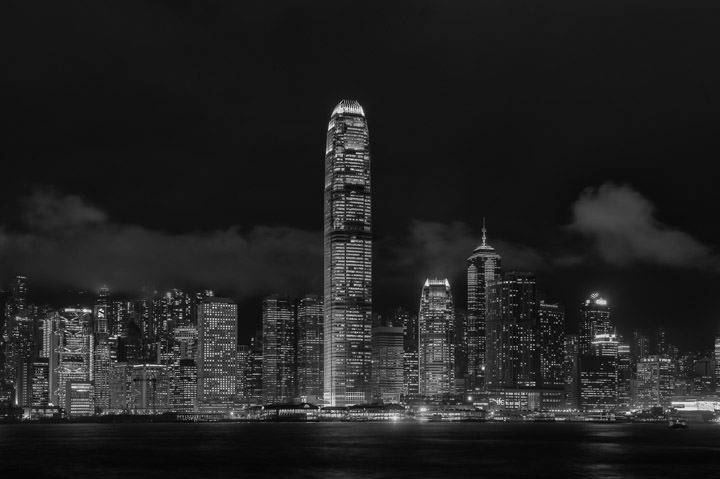 Hong Kong Skyline 3 in black and white