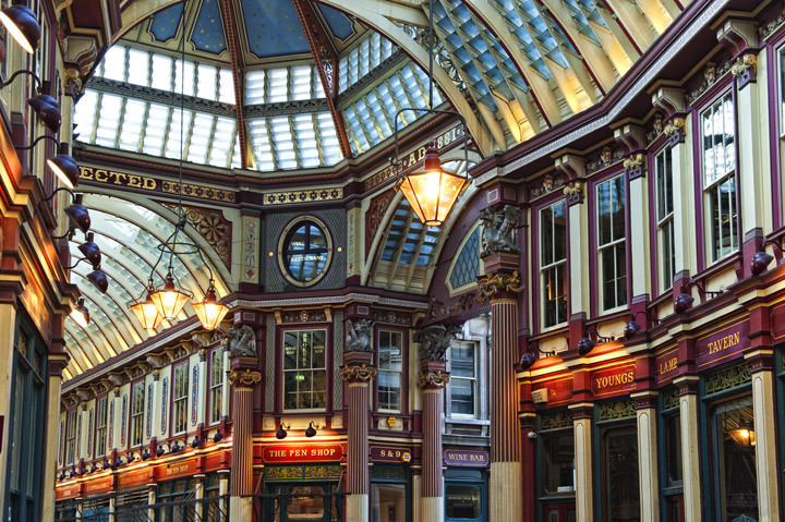 The architectural detail of Londons Victorian Leadenhall Market 
