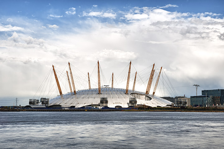 The Millennium Dome beneath white clouds at daytime