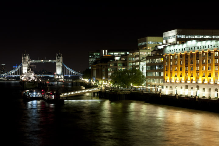 London Bridge Hospital and Tower Bridge viewed from London Bridge 